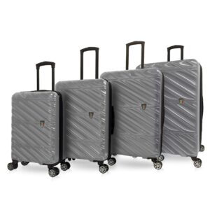 TUCCI Italy SPECIALI 4 Piece (20", 28", 30", 32") Detachable Spinner Wheel Suitcase Set GREY